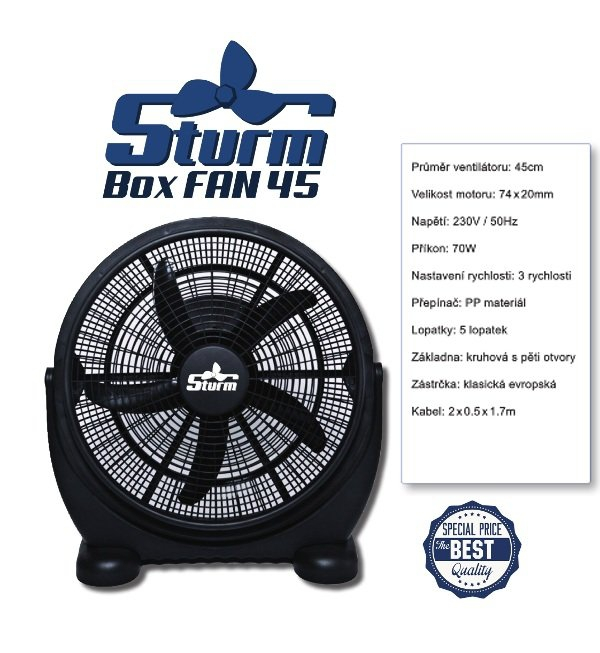 Cirkulační ventilátor STURM BOXFAN, průměr 45cm