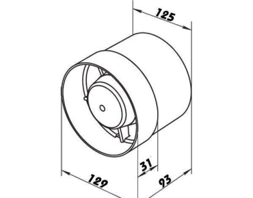 Ventilátor VKO 125, 185m3/h